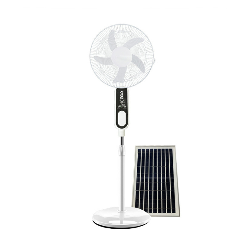 16 ＂solar remote control charging floor fan with 2 light bulbs