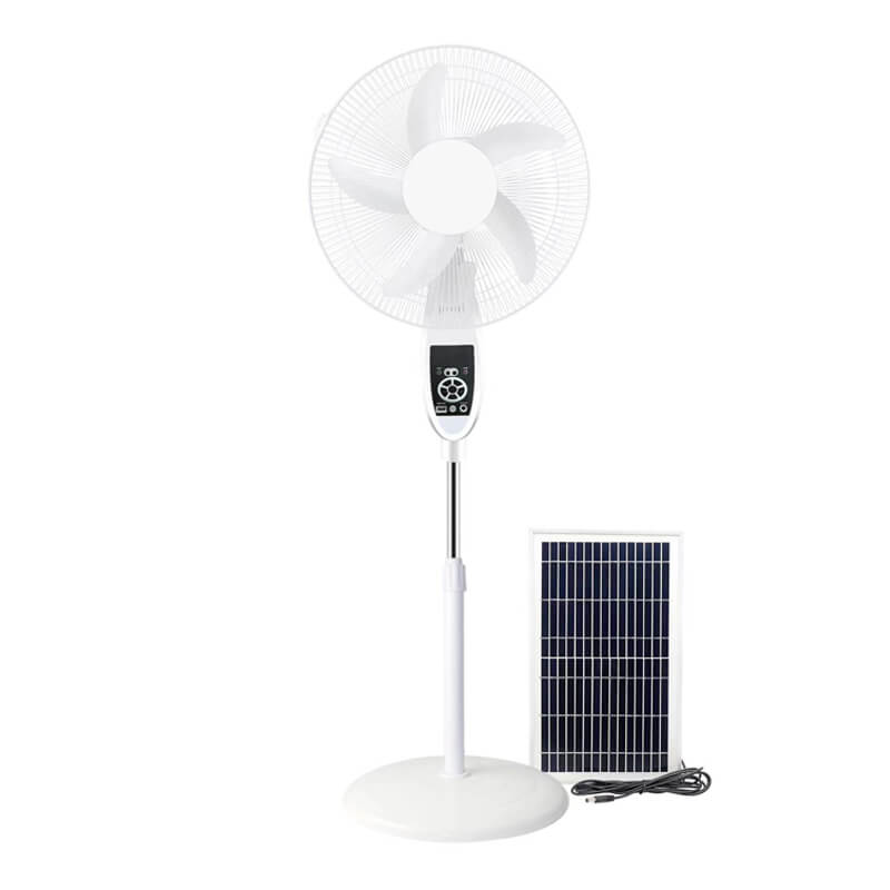 16 inch Rechargeable Stand solar Fan With 9 speeds AC/DC Operated