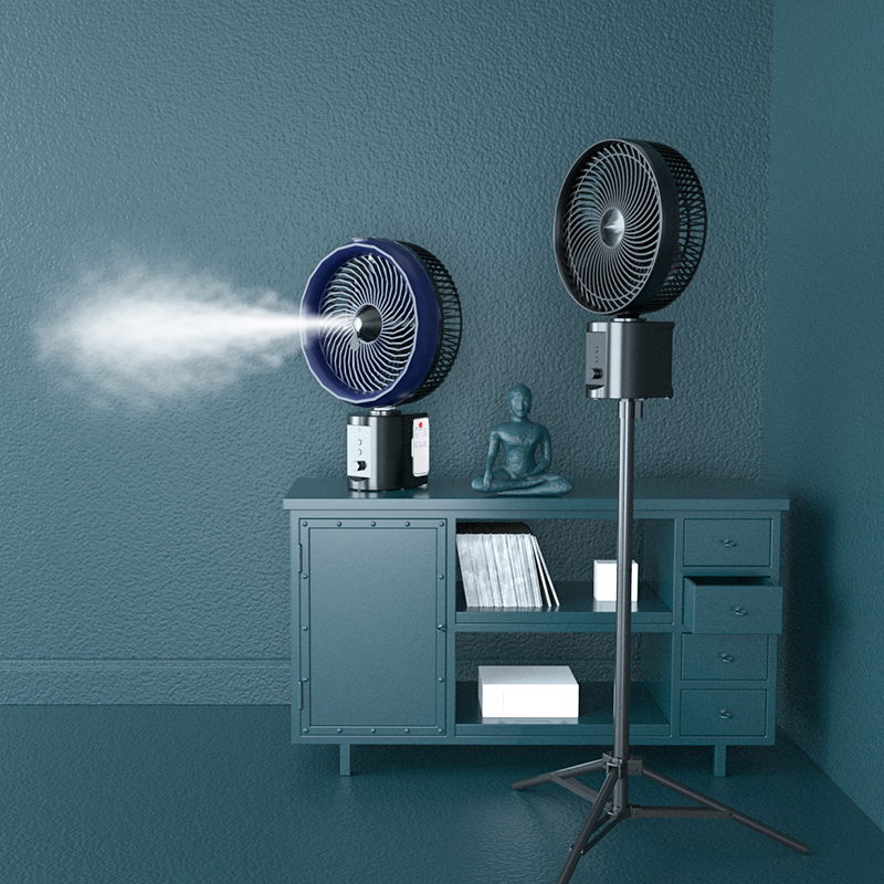 High Speed Portable Desk Fan 10 inches USB Rechargeable Fan Home Standing Floor Remote Mist Fan